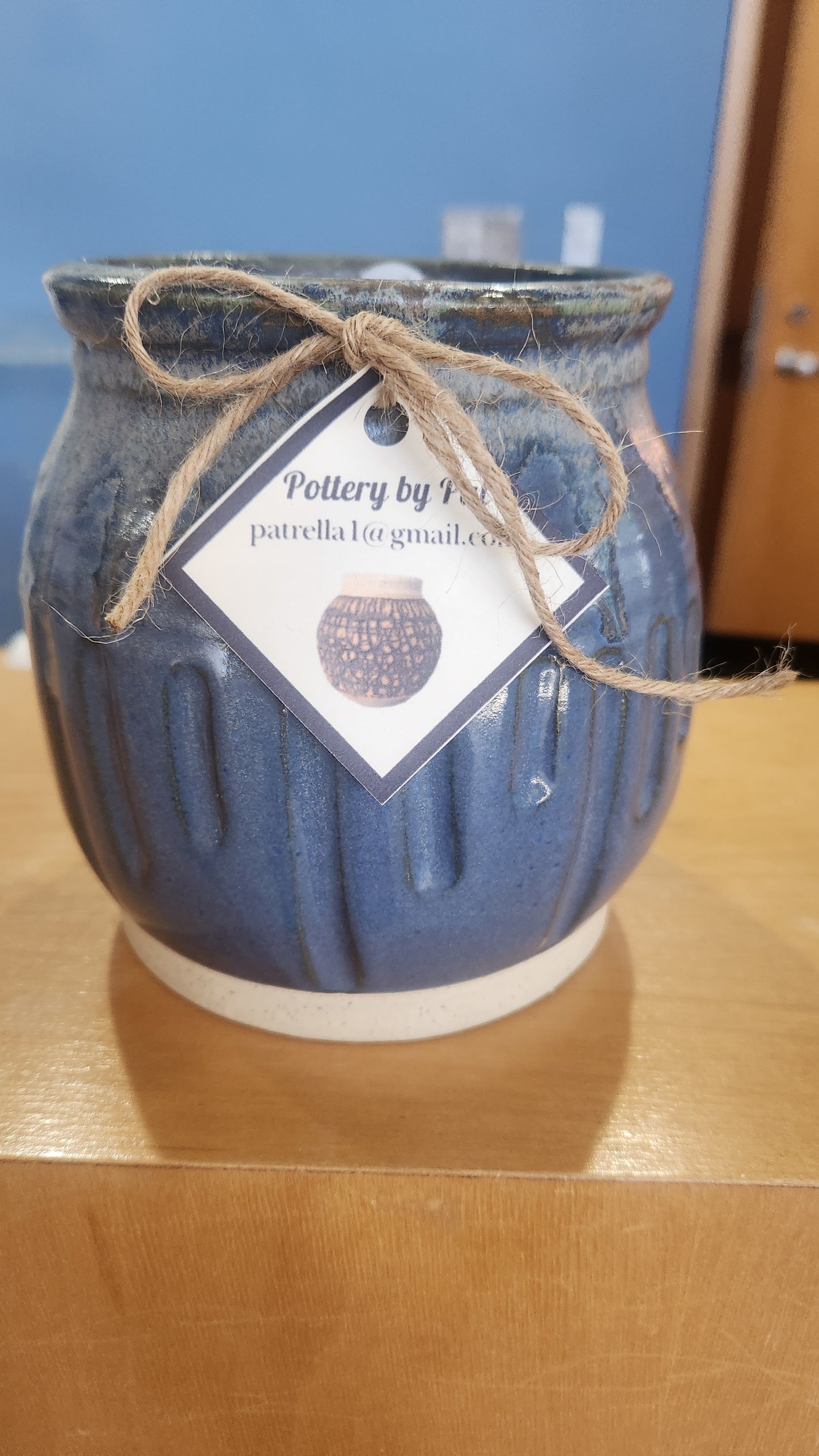 Blue Carved w/Vertical Element - Pat Rella