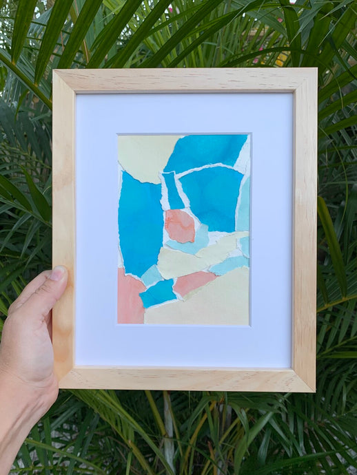 Original Watercolor Collage on Torn Paper